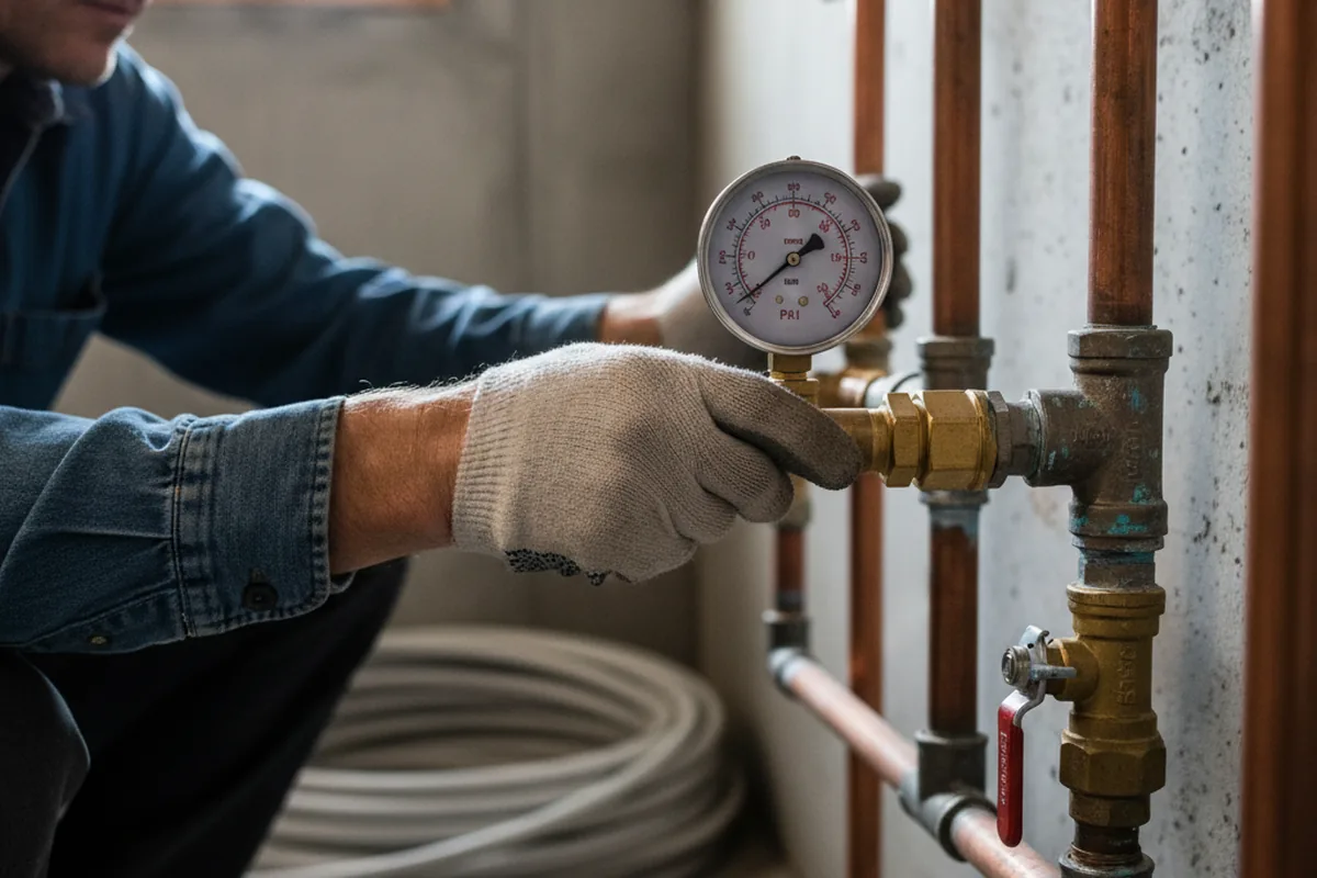 Pressure testing a repaired line during Water Line Repair in Galliano